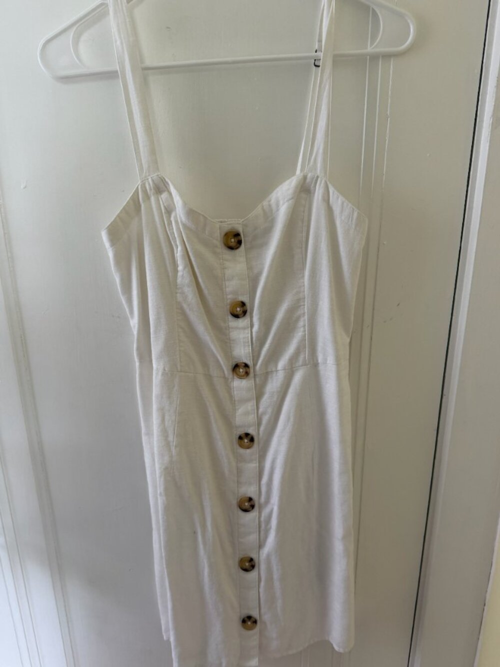 Abercrombie & Fitch White Button Front Smocked Mini Dress M